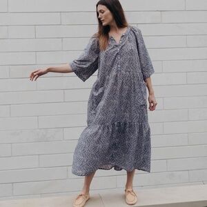 Esby Callie Dress - Denim Palm Leaf Small New With Tag